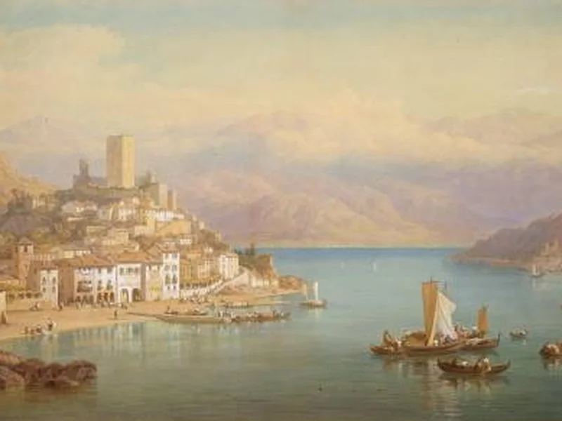 1818-Charles Vacher - Rezzonico e il massiccio dello Spluga, Lago di Como 1867